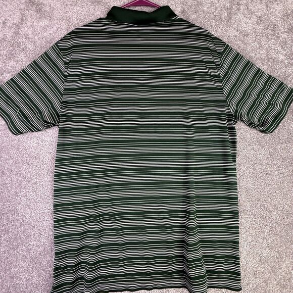 Nike Golf Shirt Men’s Large Green Short Sleeve Polo Striped Dri-fit Performance - Picture 5 of 11